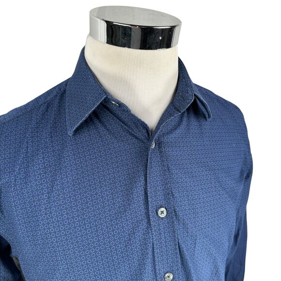 Paul Smith Dress Shirt Men's 15.5 39 Blue Geometric Formal Classic Long Sleeve - Picture 2 of 10